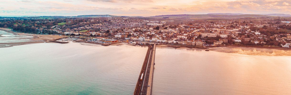 Aerial view of Ryde Pier, Wightlink Ferries